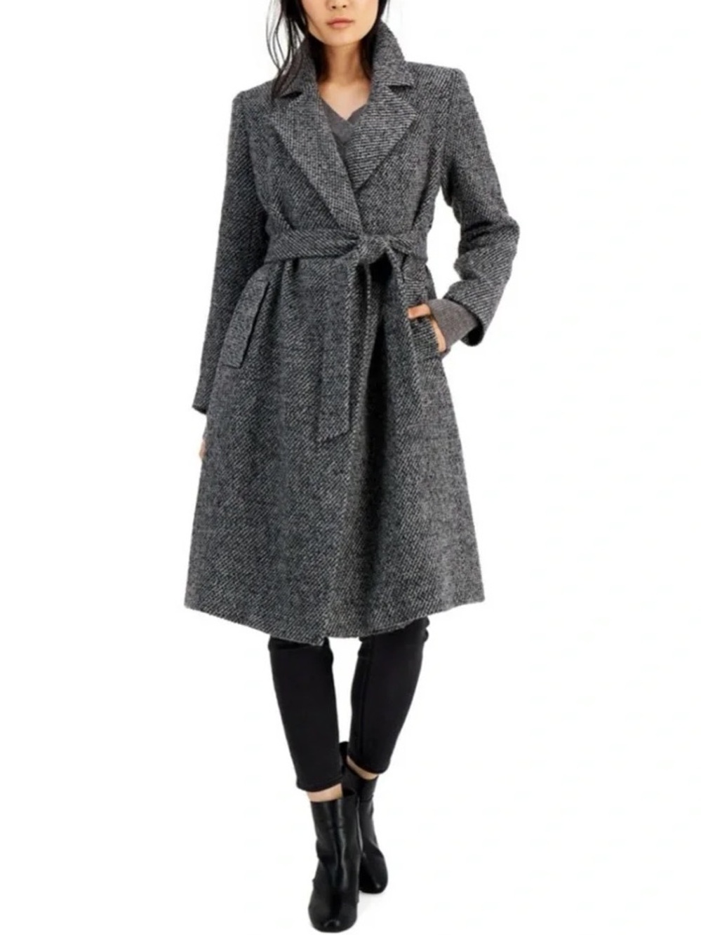 Sam Edelman | Gray Tweed Belted Coat, 6